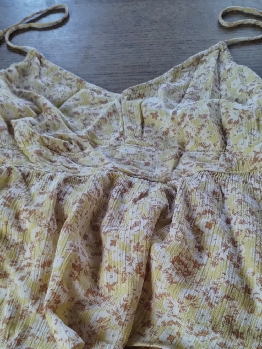 Abercrombie & Fitch Yellow and Brown Floral Smocked Cami